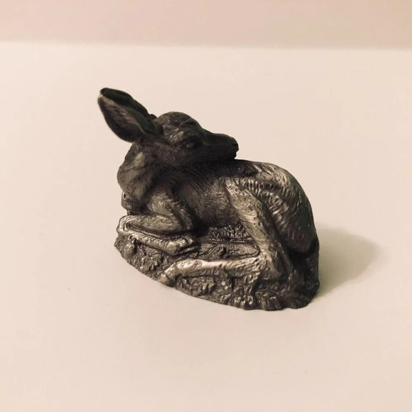 1981  Jane Lunger Pewter The Fawn Franklin Mint Woodland Animal Mini Figurine - Picture 8 of 9